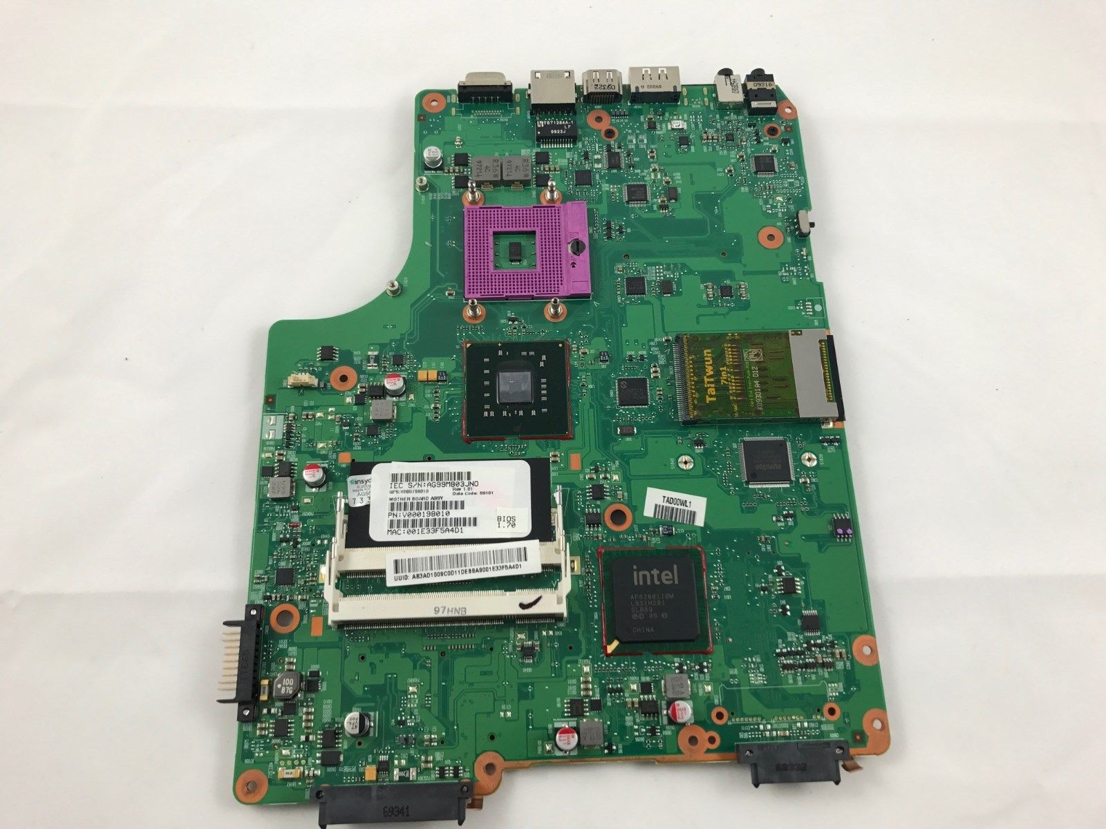 TOSHIBA Satellite A505-S6980 INTEL Laptop Hauptplatine V00098010 1310A2250207